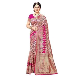 Yashika Women's Trendy Banarasi Kanjivaram Navy Color Art Silk Saree with Blouse Material