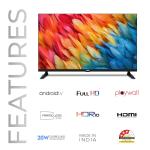 VW 109 cm (43 inches) Playwall Frameless Series Full HD Android Smart LED TV VW43F2 (Black)