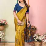 Sidhidata Women's Kanjivaram Banarasi Soft Silk Saree With Unstitched Blouse Piece (Silk Box Flower)