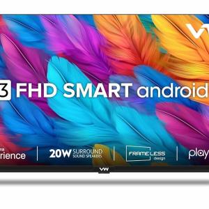 VW 109 cm (43 inches) Playwall Frameless Series Full HD Android Smart LED TV VW43F2 (Black)